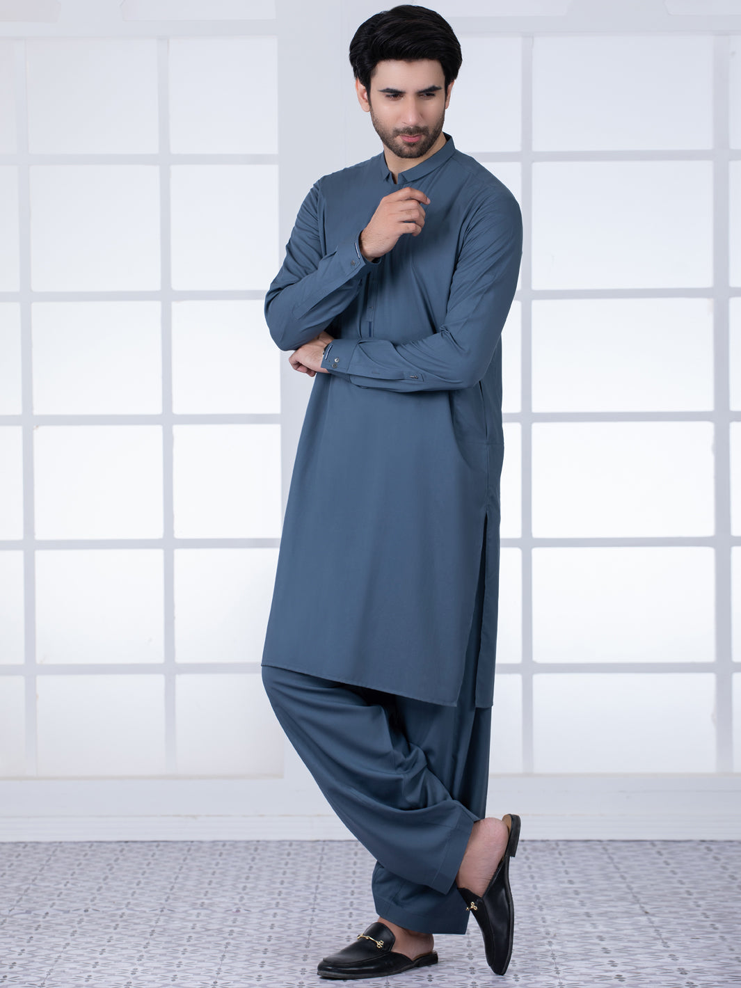 Grey Kameez Shalwar - AL-KS-2803