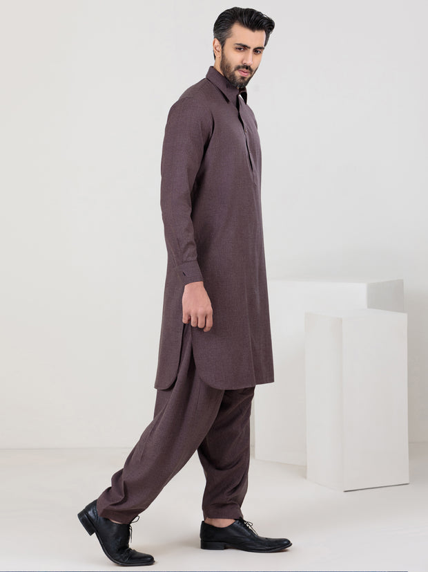 Brown Blended Kameez Shalwar - ALWA-KS-300