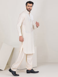 Off White Blended Kameez Shalwar - ALWA-KS-302