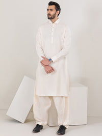 Off White Blended Kameez Shalwar - ALWA-KS-302