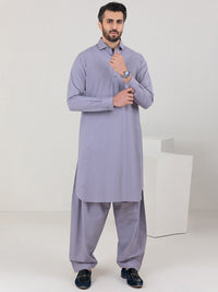 Light Grey Blended Kameez Shalwar - ALWA-KS-305