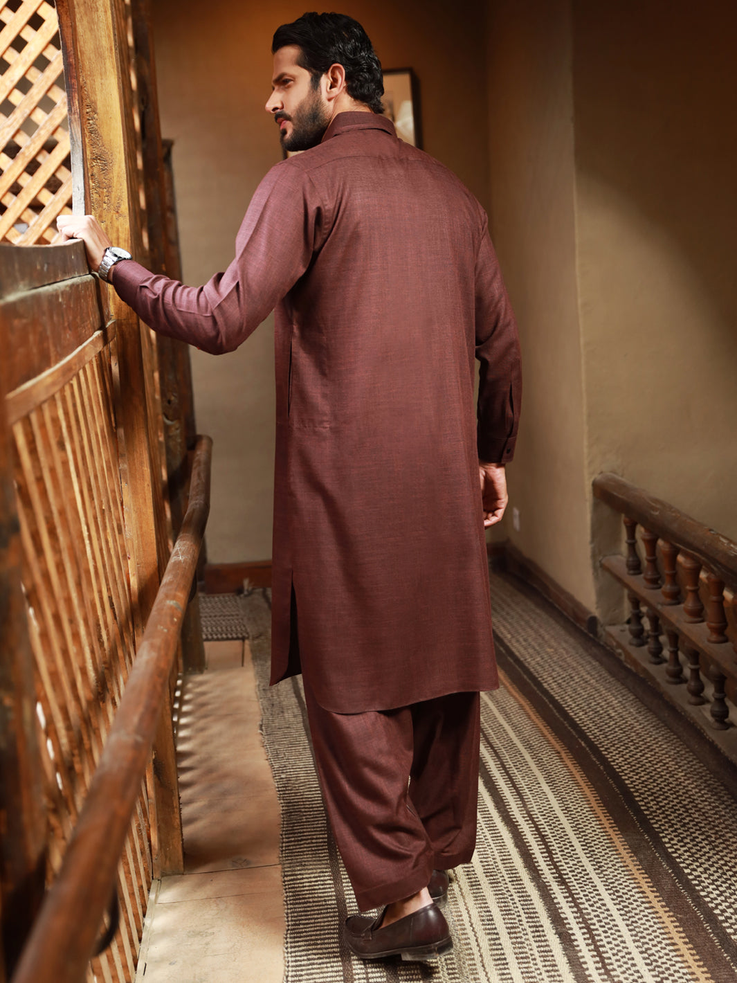 Maroon Blended Kameez Shalwar - ALWA-KS-311