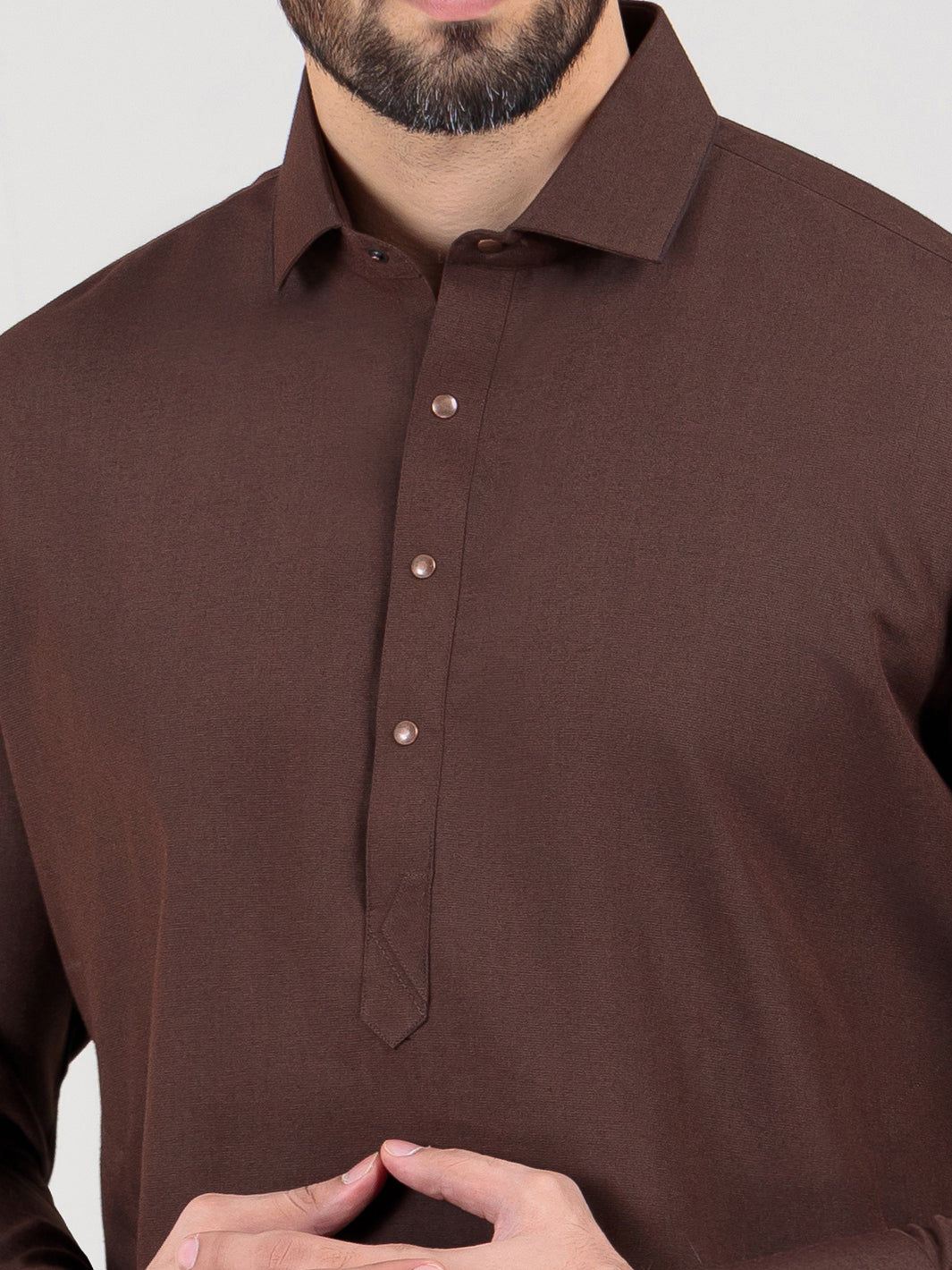 Brown Blended Kameez Shalwar - ALWA-KS-315