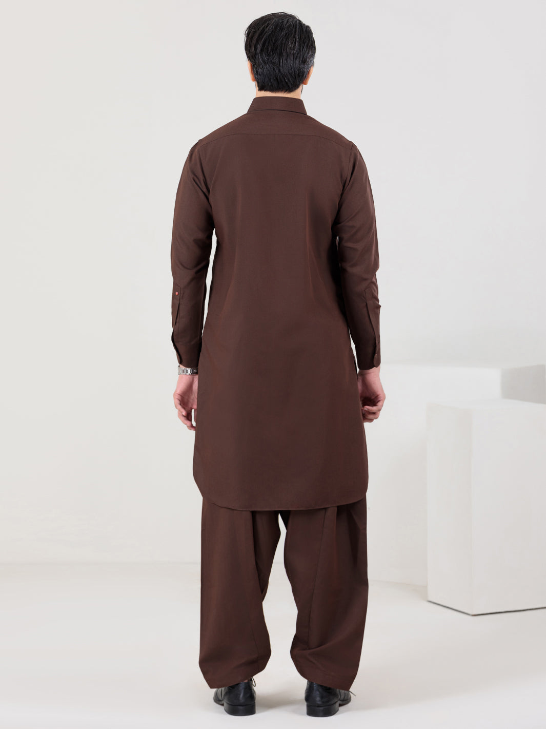 Brown Blended Kameez Shalwar - ALWA-KS-315
