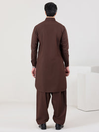 Brown Blended Kameez Shalwar - ALWA-KS-315
