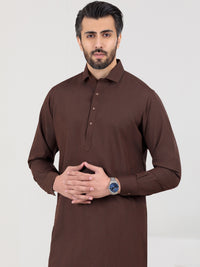 Brown Blended Kameez Shalwar - ALWA-KS-315