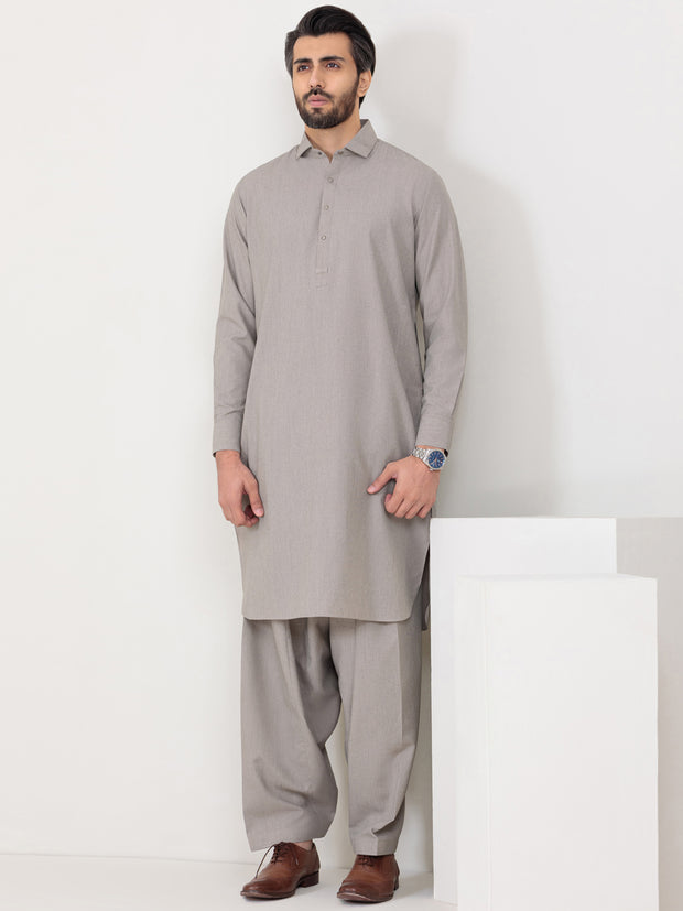 Grey Blended Kameez Shalwar - ALWA-KS-316