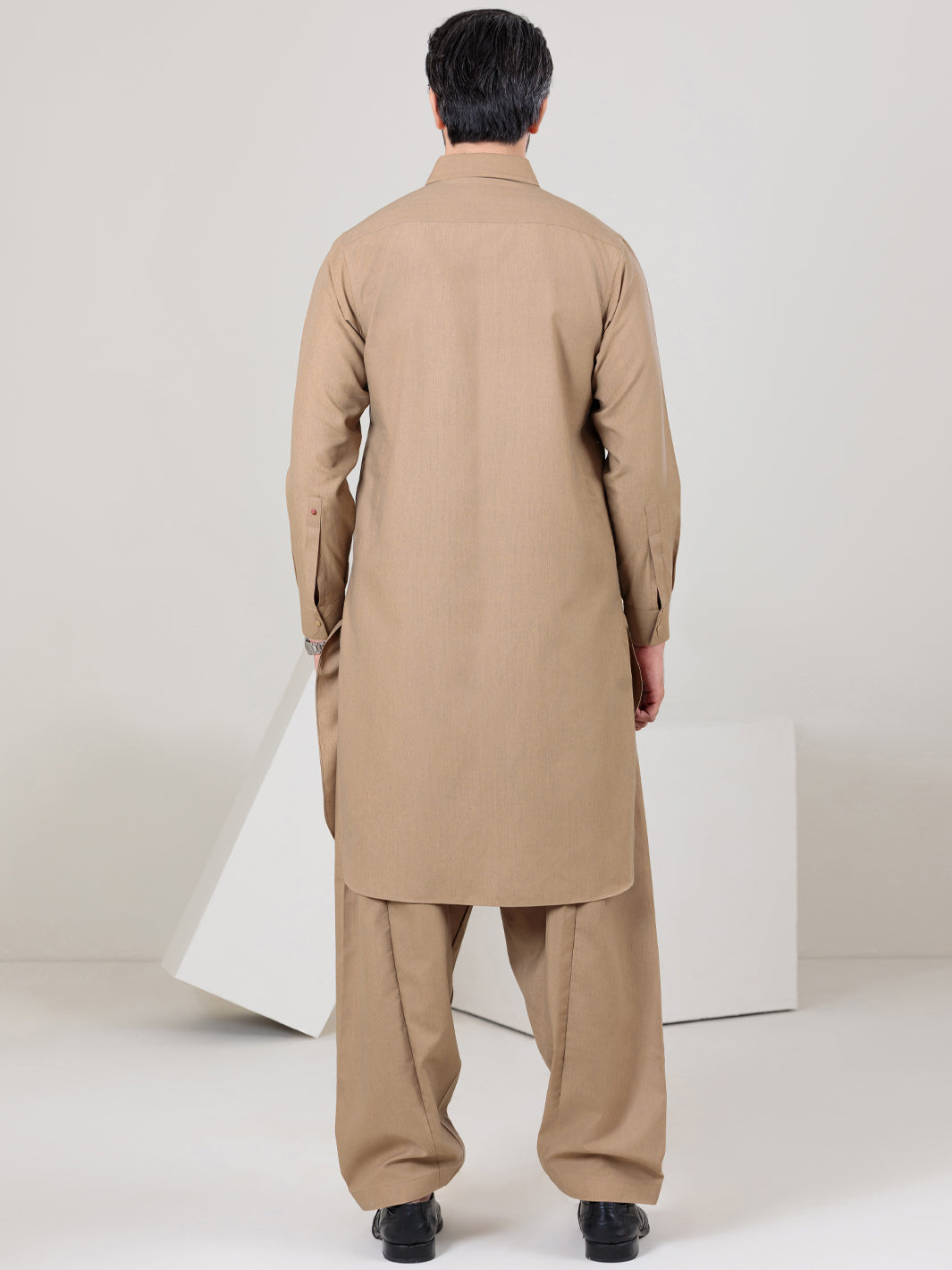 Beige Blended Kameez Shalwar - ALWA-KS-317
