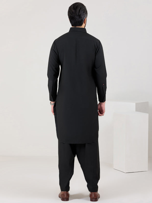 Black Blended Kameez Shalwar - ALWA-KS-325