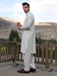 Off White Blended Kameez Shalwar - ALWA-KS-330