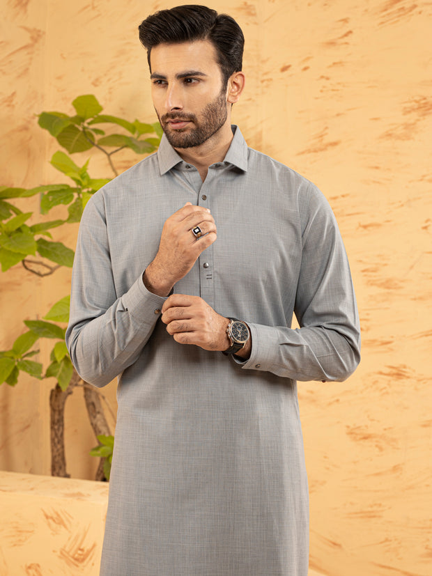 Grey Blended Kameez Shalwar - ALWA-KS-367