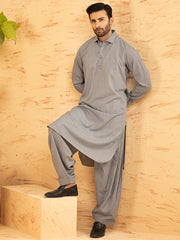 Grey Blended Kameez Shalwar - ALWA-KS-367