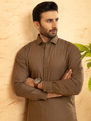 Brown Blended Kameez Shalwar - ALWA-KS-373