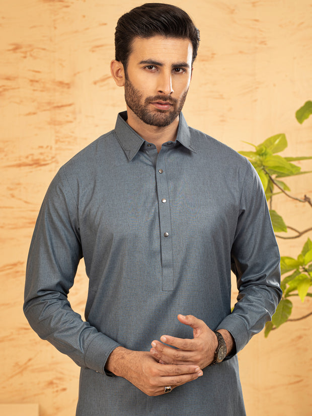 Blue Blended Kameez Shalwar - ALWA-KS-380