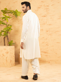 Off White Blended Kameez Shalwar - ALWA-KS-381