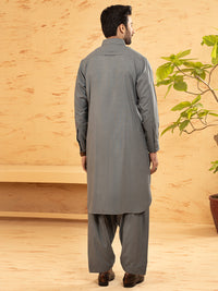 Grey Blended Kameez Shalwar - ALWA-KS-383
