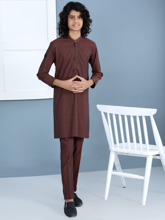 Dark Brown Cotton Kurta Trouser - ALT-KT-013