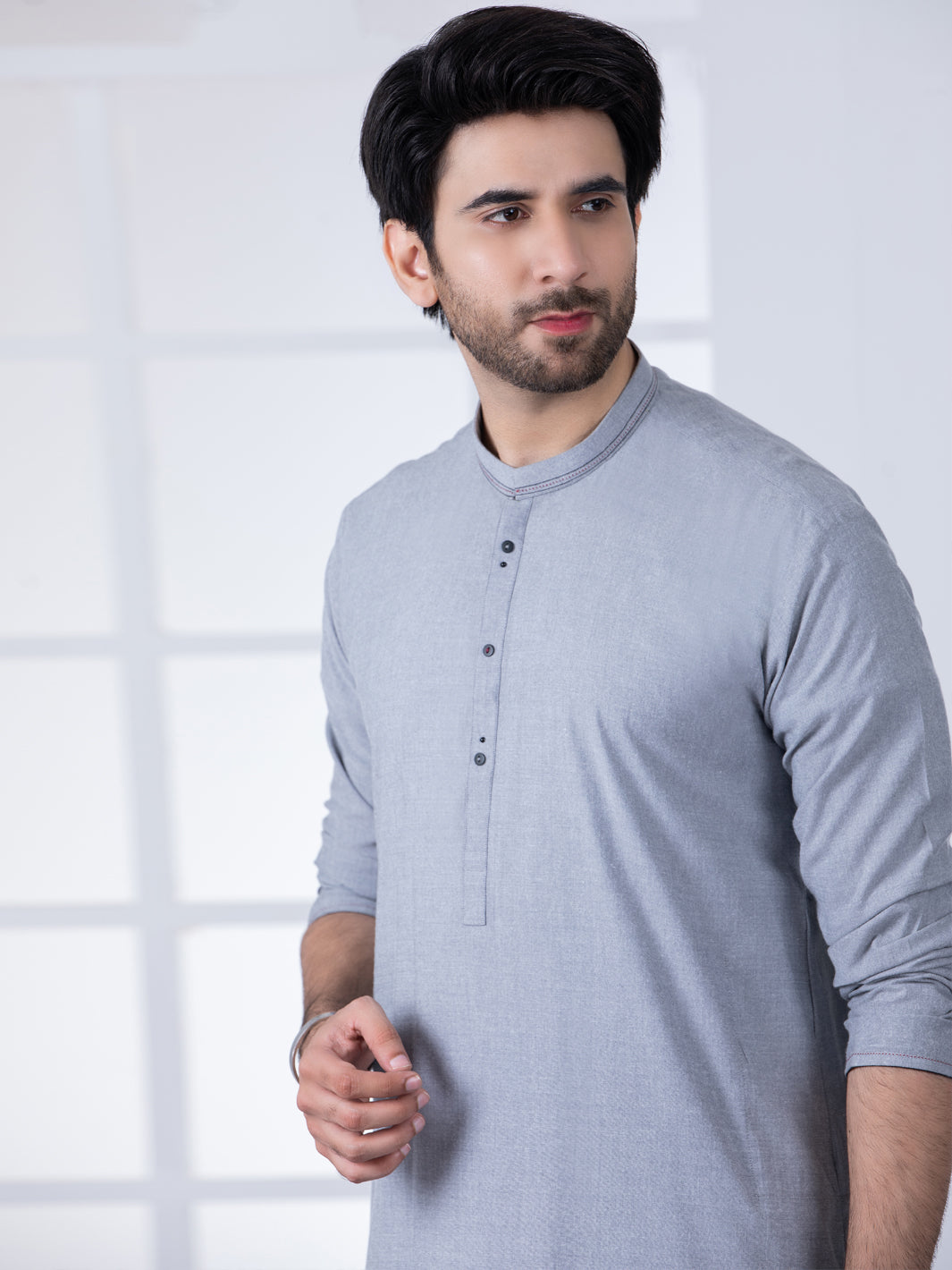 Grey Blended Kurta Trouser - AL-KT-2796
