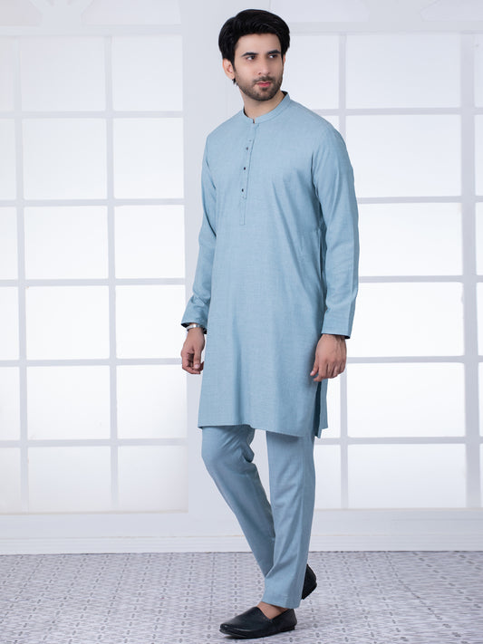 Blue Kurta Blended Trouser - AL-KT-2797