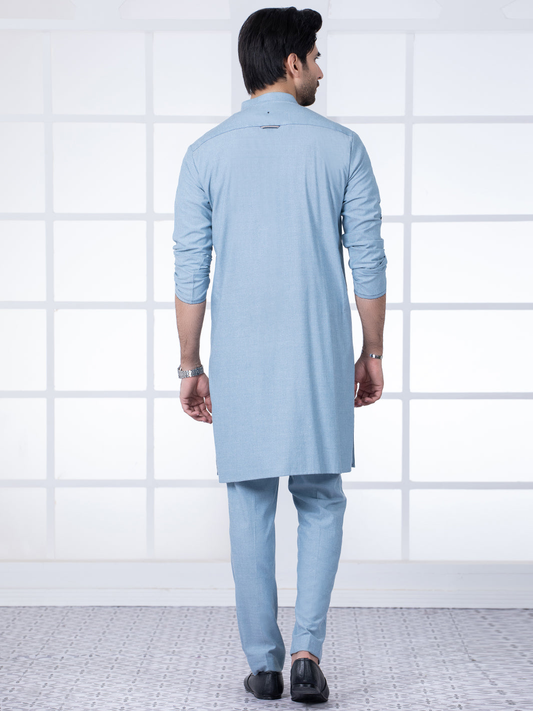 Bluish Grey Blended Kurta Trouser - AL-KT-2798