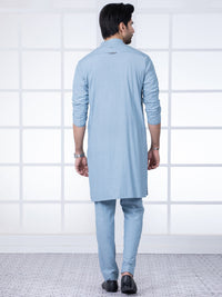 Bluish Grey Blended Kurta Trouser - AL-KT-2798