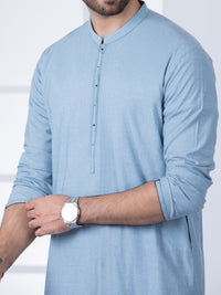 Bluish Grey Blended Kurta Trouser - AL-KT-2798