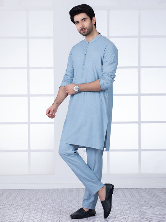 Bluish Grey Blended Kurta Trouser - AL-KT-2798