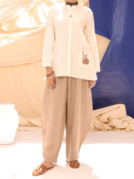 Off White Cotton Tunic - ALCR-LK-1045 - Almirah Online