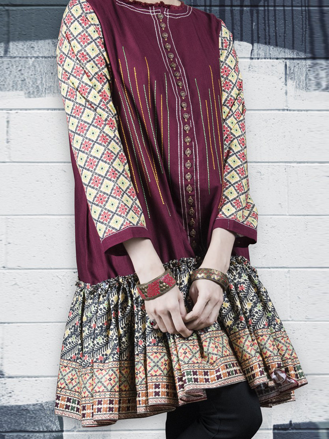 Red Khaddar Tunic - LK-220