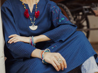 Teal Dobby Cotton Tunic - AL-LK-869