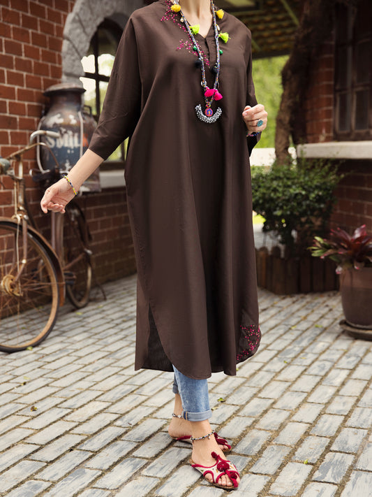 Brown Cambric Tunic - AL-LK-876