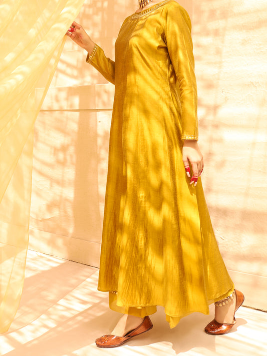 Lime Cotton Viscose Silk 2 Piece Stitched - ALCR-2PS-LKS-1023 - Almirah Online