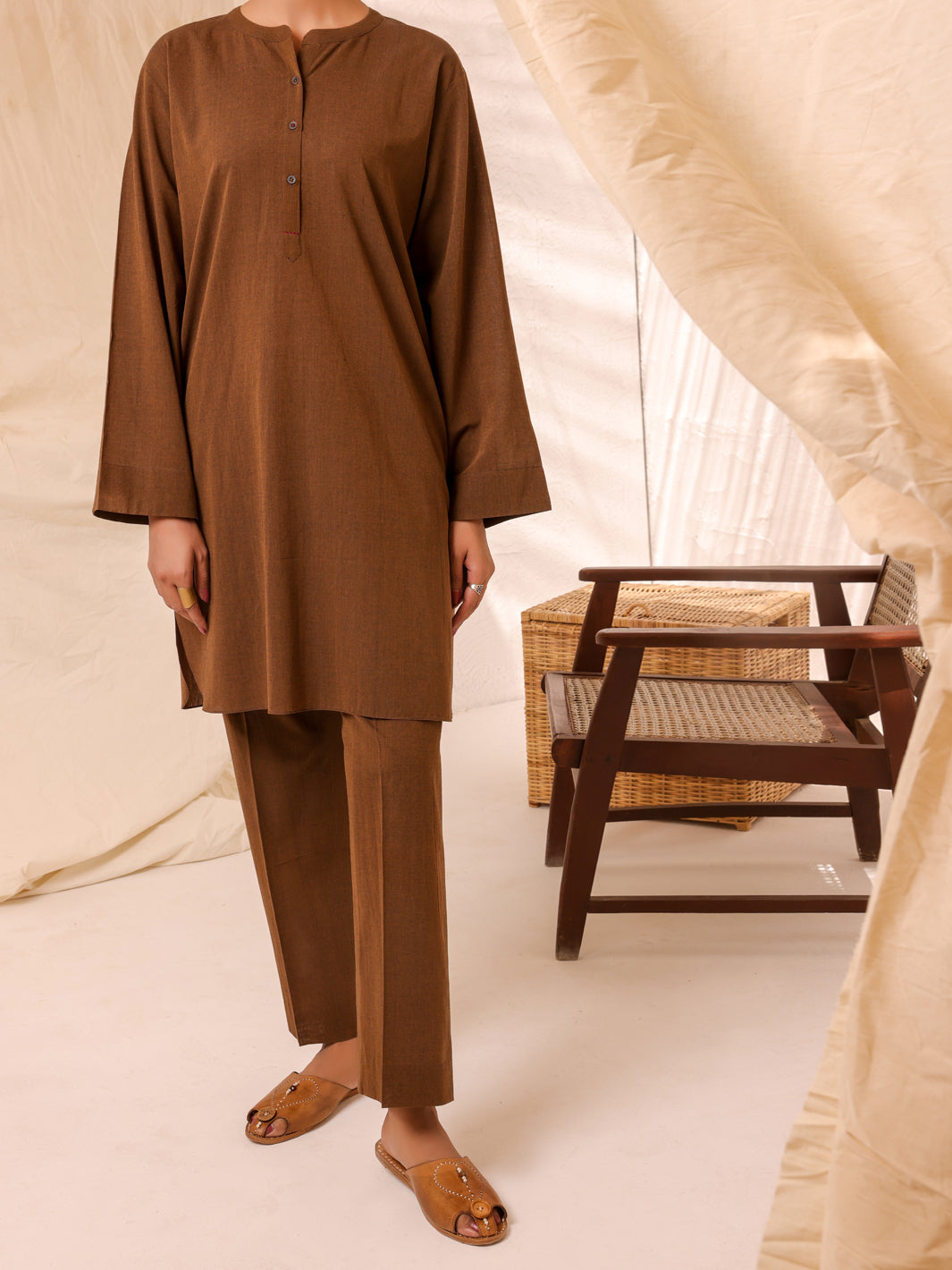 Brown Cotton 2Pc Stitched - ALCR-2PS-LKS-1039