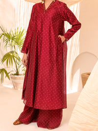 Maroon Silk 2Pc Stitched - ALCR-2PS-LKS-1055