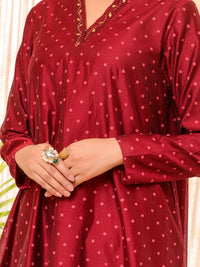Maroon Silk 2Pc Stitched - ALCR-2PS-LKS-1055