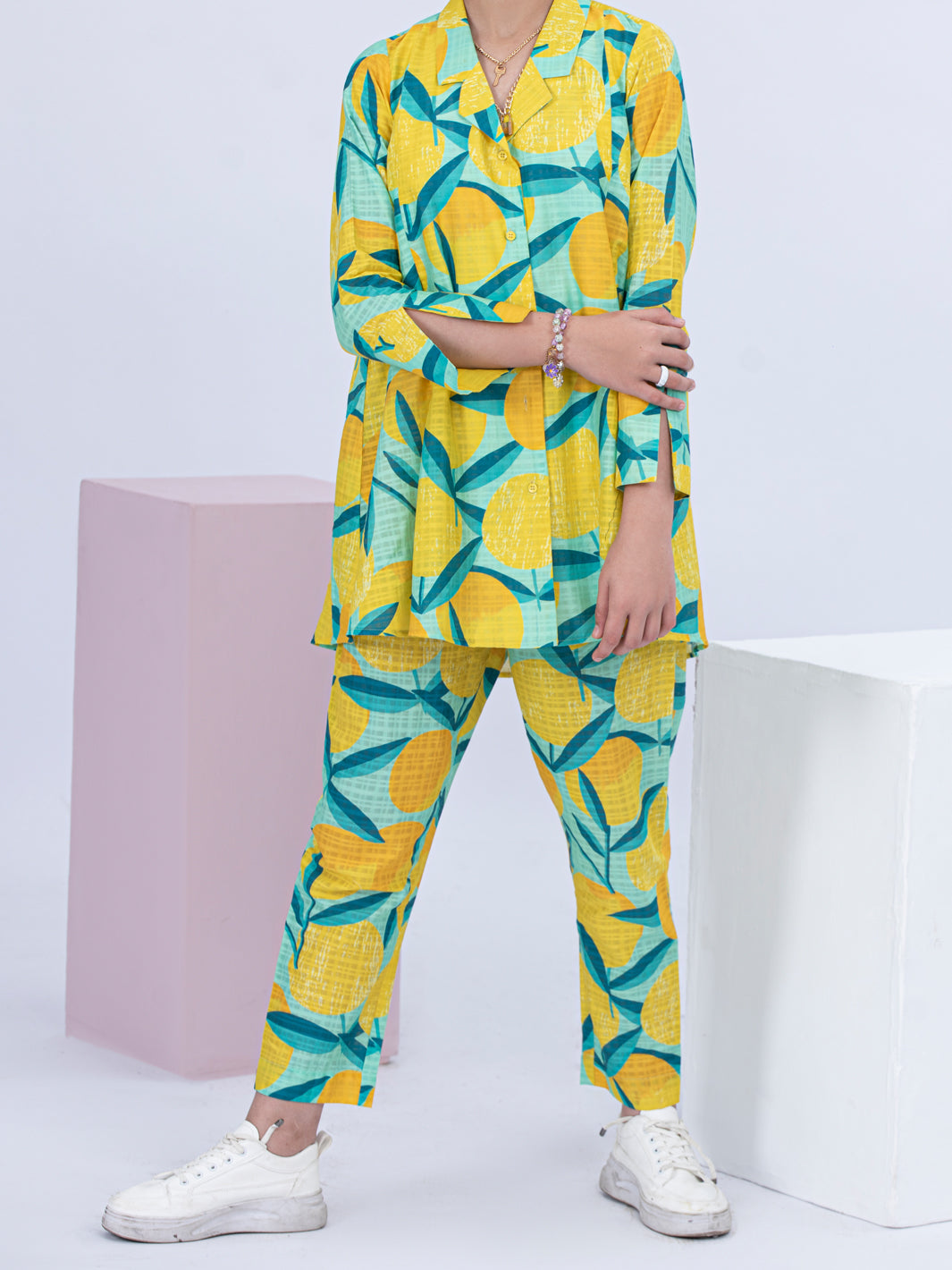Yellow Cotton Dobby 2 Piece Stitched - ALT-2PS-LKS-1058