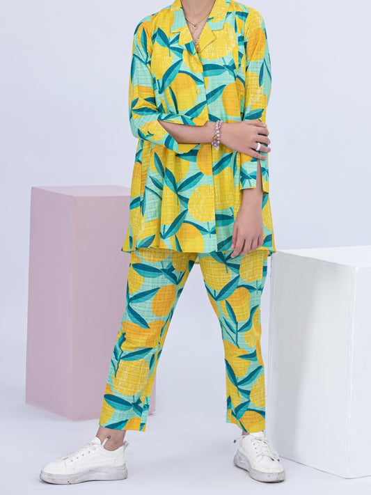 Yellow Cotton Dobby 2 Piece Stitched - ALT-2PS-LKS-1058