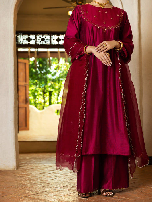 Fuchsia Modal 2Pc Stitched - ALCR-2PS-LKS-1071
