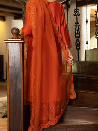 Orange Golden Booti Women Stole - ALCR-ST-1052