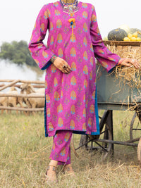 Aubergine Cambric 2Pc Stitched - AWP-2PS-LKS-523