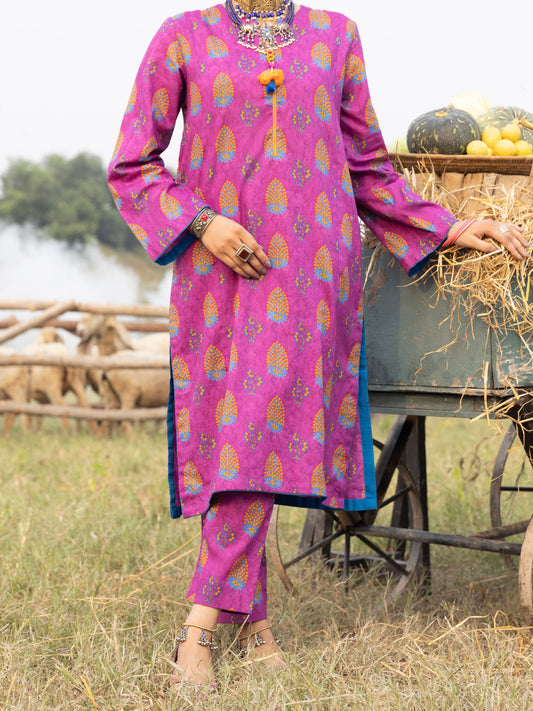 Aubergine Cambric 2Pc Stitched - AWP-2PS-LKS-523
