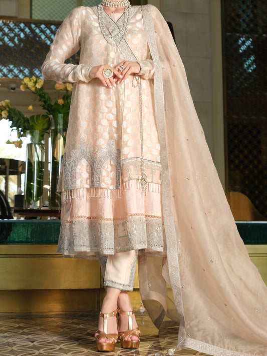 Pink Organza 3 Piece Formal - AL-3PS-LS-289