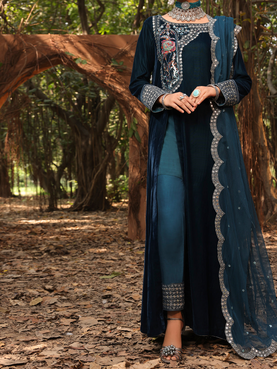 Blue Velvet 3 Piece Formal Stitched - AL-3PS-LS-385
