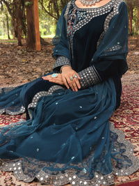 Blue Velvet 3 Piece Formal Stitched - AL-3PS-LS-385