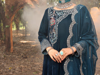 Blue Velvet 3 Piece Formal Stitched - AL-3PS-LS-385