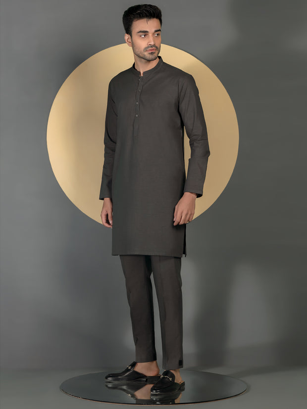 Light Brown Cotton Men Unstitched Fabric - AL-Maharaja-22