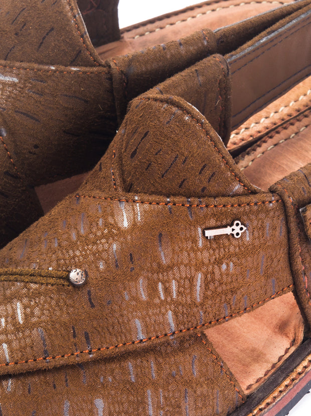 Brown Leather Peshawari Chappal - MFW-FB-018