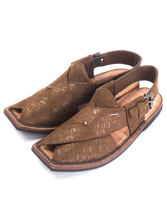 Brown Leather Peshawari Chappal - MFW-FB-018