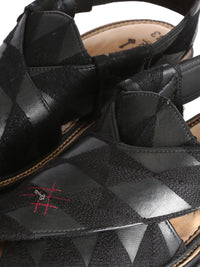 Black Peshawari Chappal - MFW-FB-040