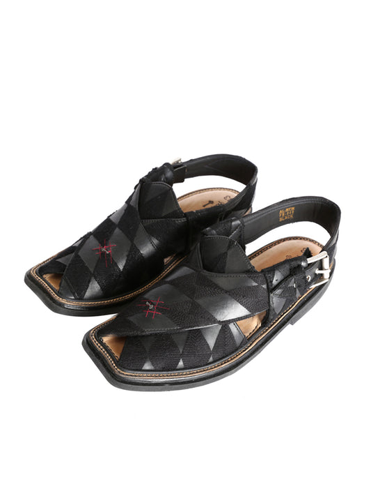 Black Peshawari Chappal - MFW-FB-040